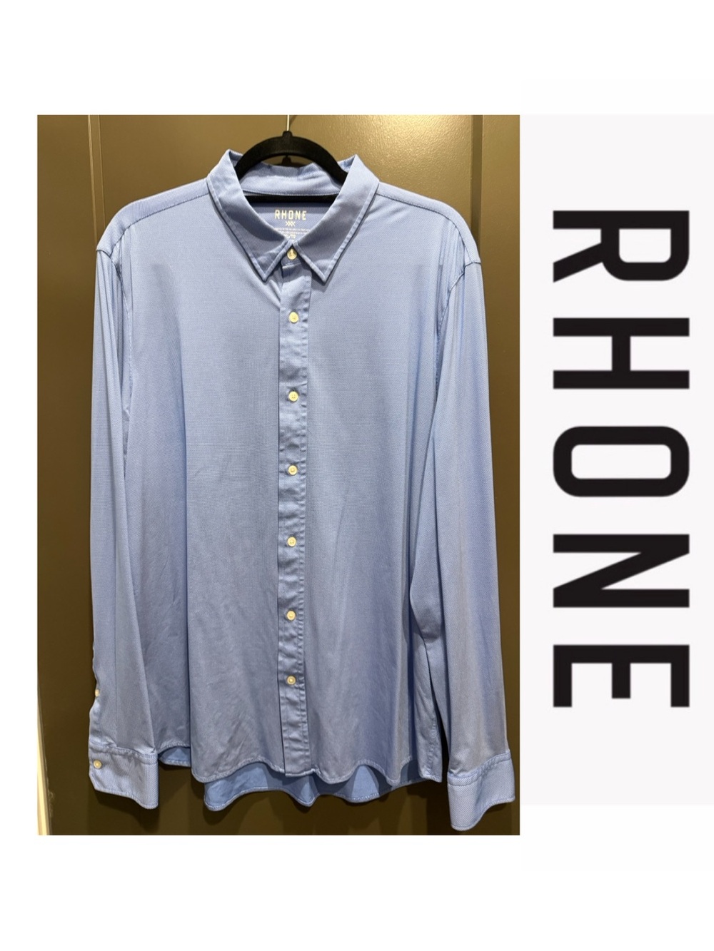 Rhone | Commuter Dress Shirt | XL | Blue & White